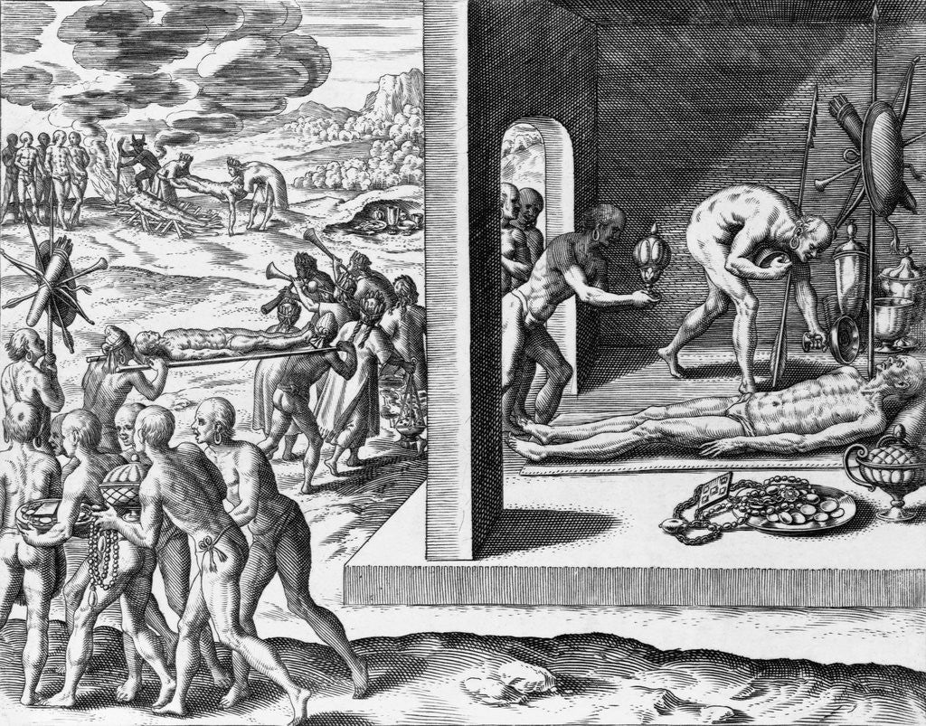 Detail of Native Funeral Rites by Theodor de Bry From America by Anonymous