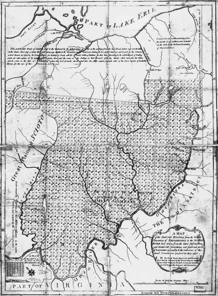 Detail of American Engraving Map of the Federal Territory From the Western Boundary of Pennsylvania to the Scioto River by Anonymous