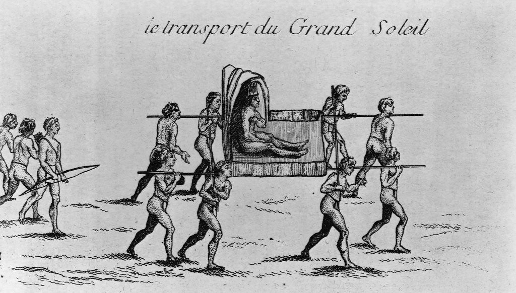 Detail of A Native American Chief Being Carried on a Primitive Sedan by Anonymous