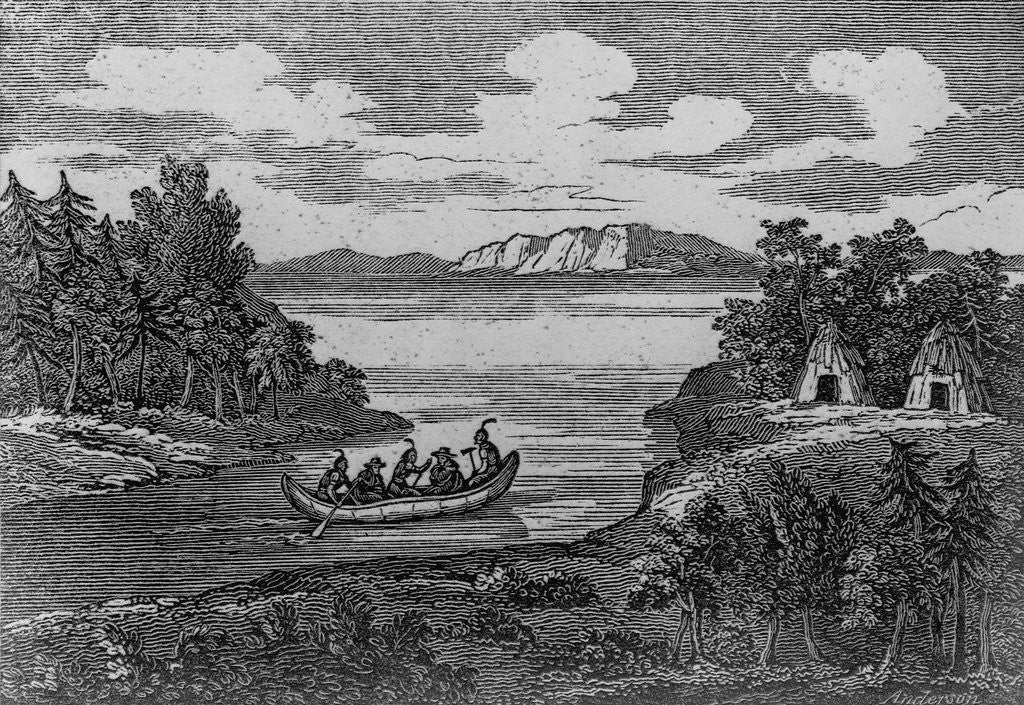 Detail of Native Americans Rowing a Conoe With White Prisoners by Anonymous