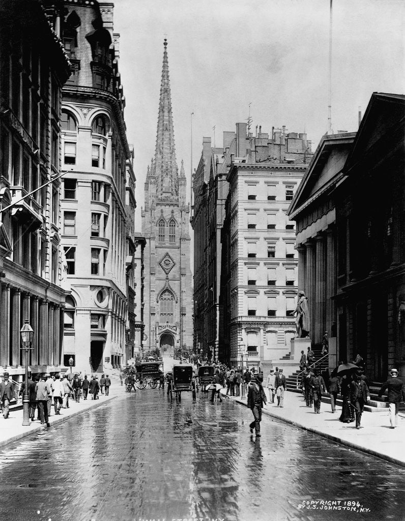 Detail of Wall Street and Trinity Church Spire, New York by Anonymous