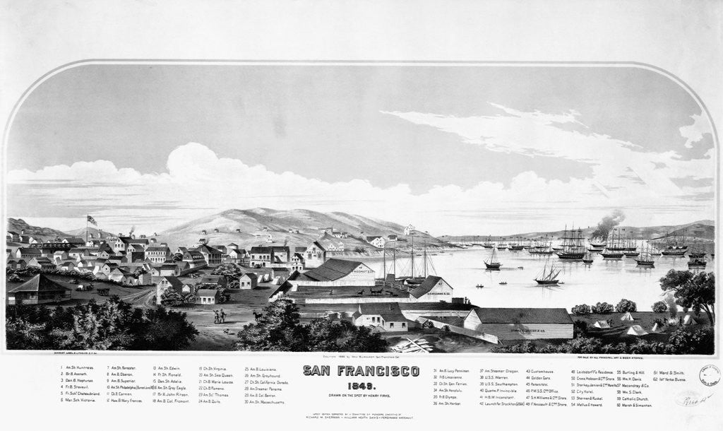 Detail of San Francisco, 1849 by Schmidt Label and Lithograph