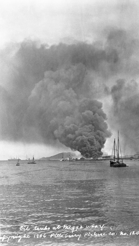 Detail of Thick Smoke Billows From Burning Oil Tanks by Anonymous