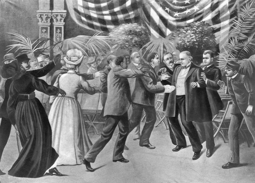 Detail of Assassination of President McKinley (Wash Drawing) by T. Dart Walker
