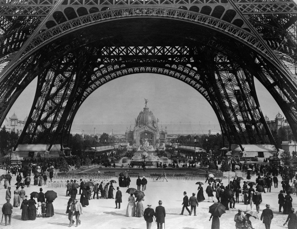 Detail of Visitors Strolling Around the Eiffel Tower by Anonymous