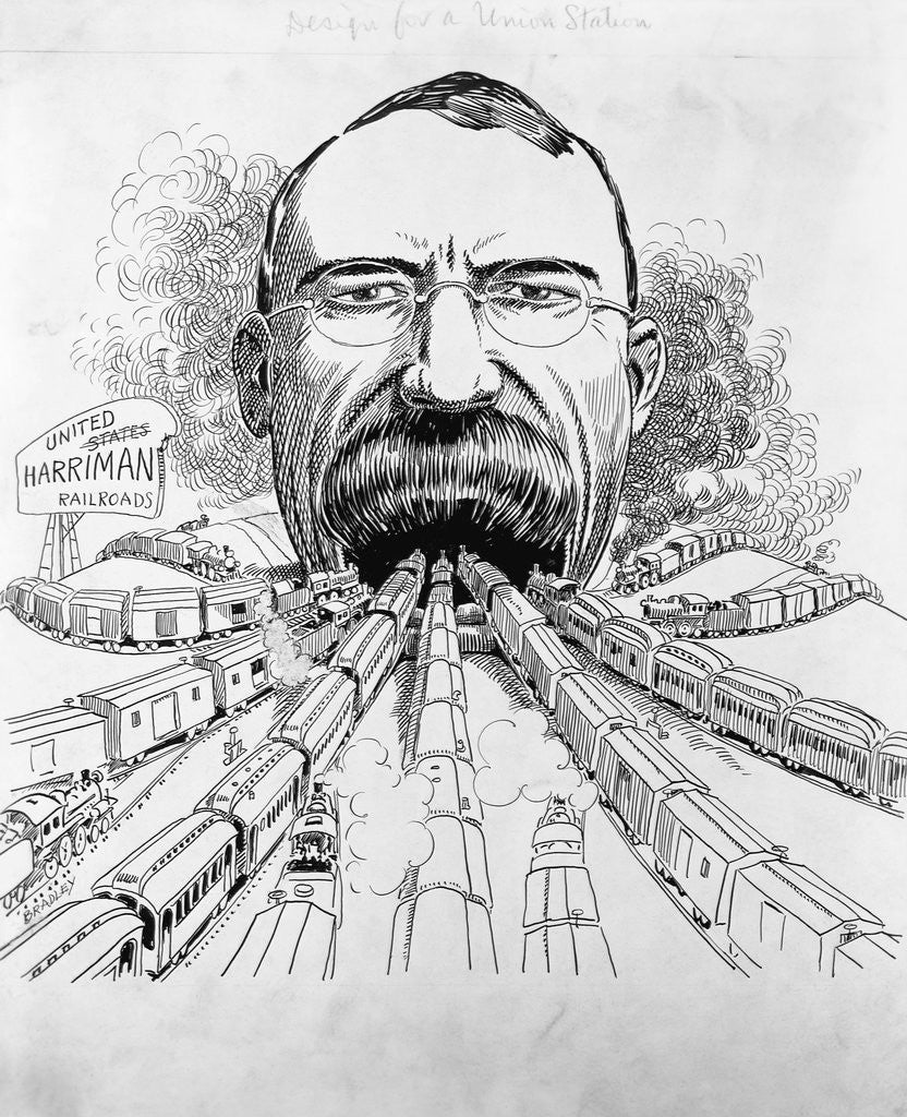 Detail of Robber Baron Swallowing the Railroads by Corbis