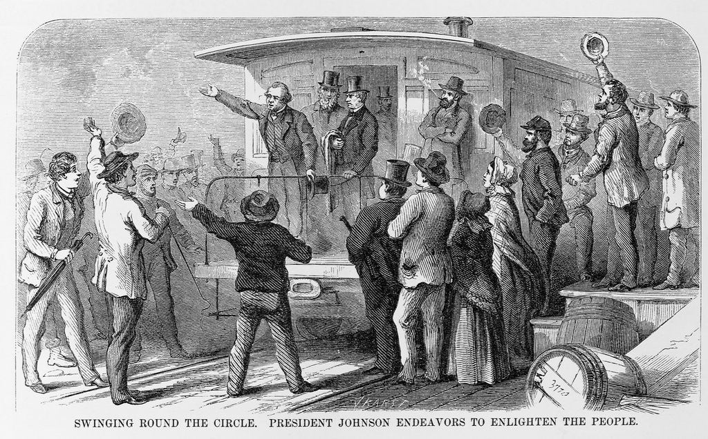 Detail of Andrew Johnson Speaking From a Train by Corbis