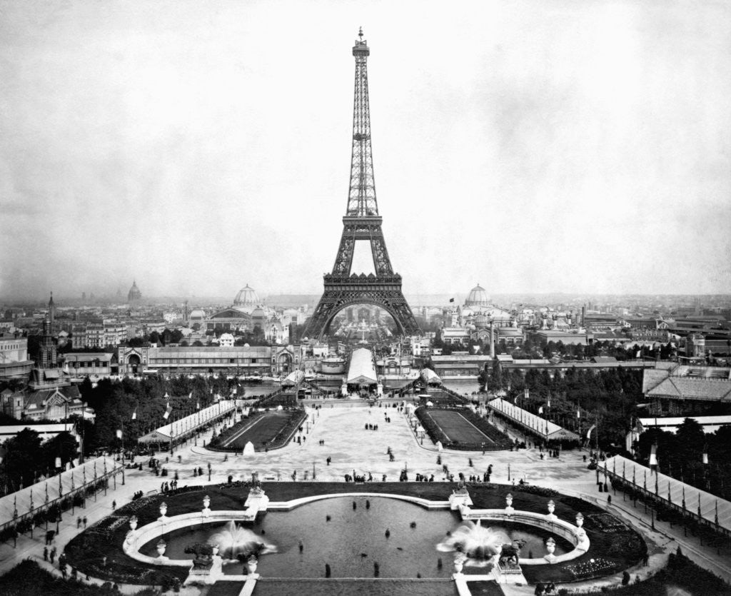 Detail of Eiffel Tower Over Exposition 1889 by Corbis