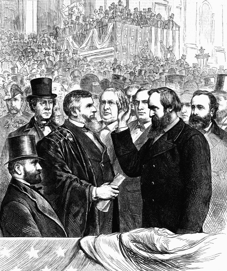 Detail of Wood Engraving Our New President Taking the Oath by Anonymous