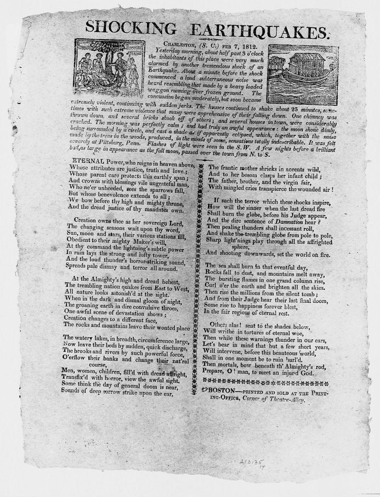 Detail of Written Account of an Earthquake by Anonymous
