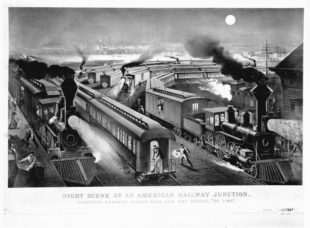 Detail of Night Scene at an American Railway Junction by Parson and Atwater