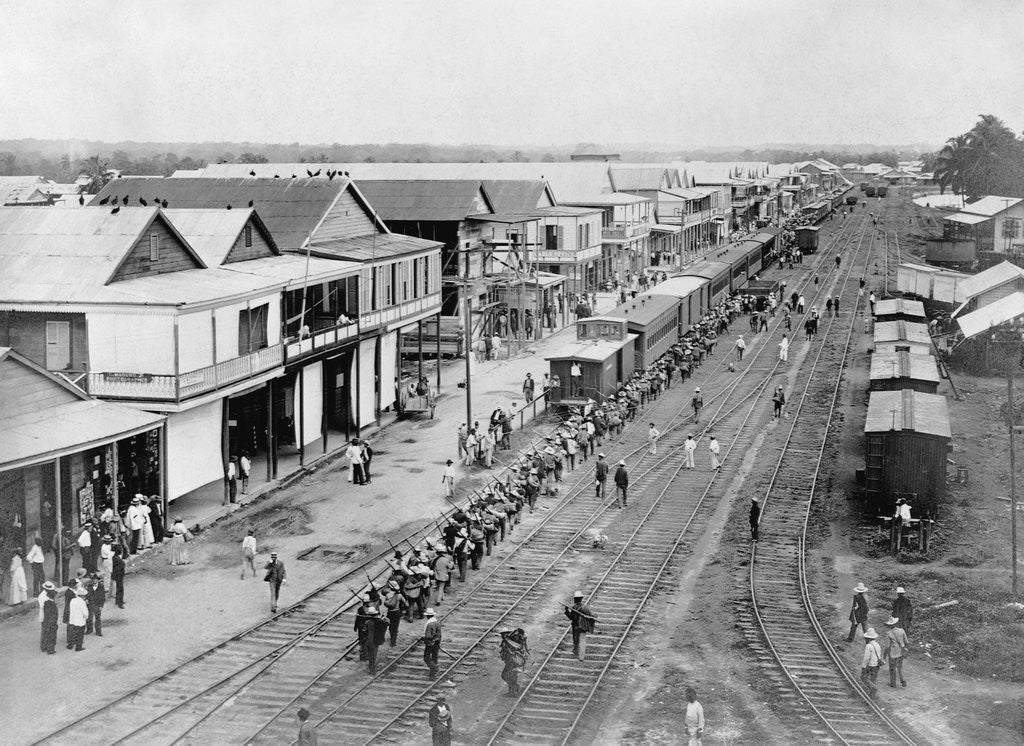 Detail of Overview of Town and Railroad Tracks by Anonymous