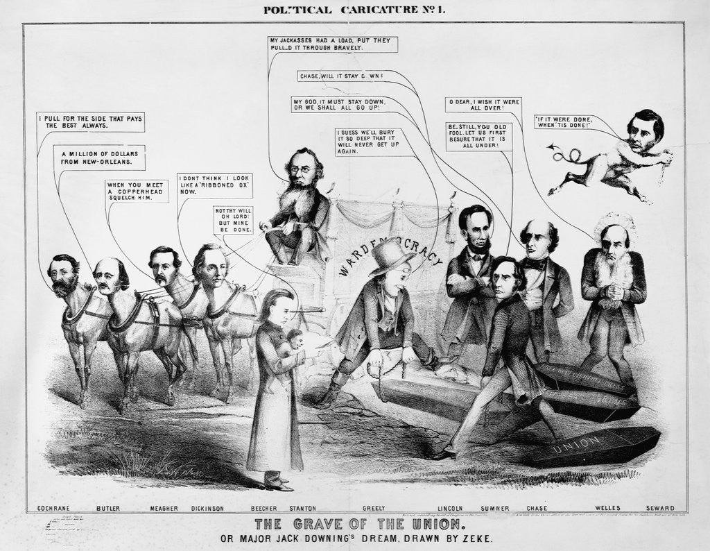 Detail of Political Cartoon; Burying the Constitution by Anonymous