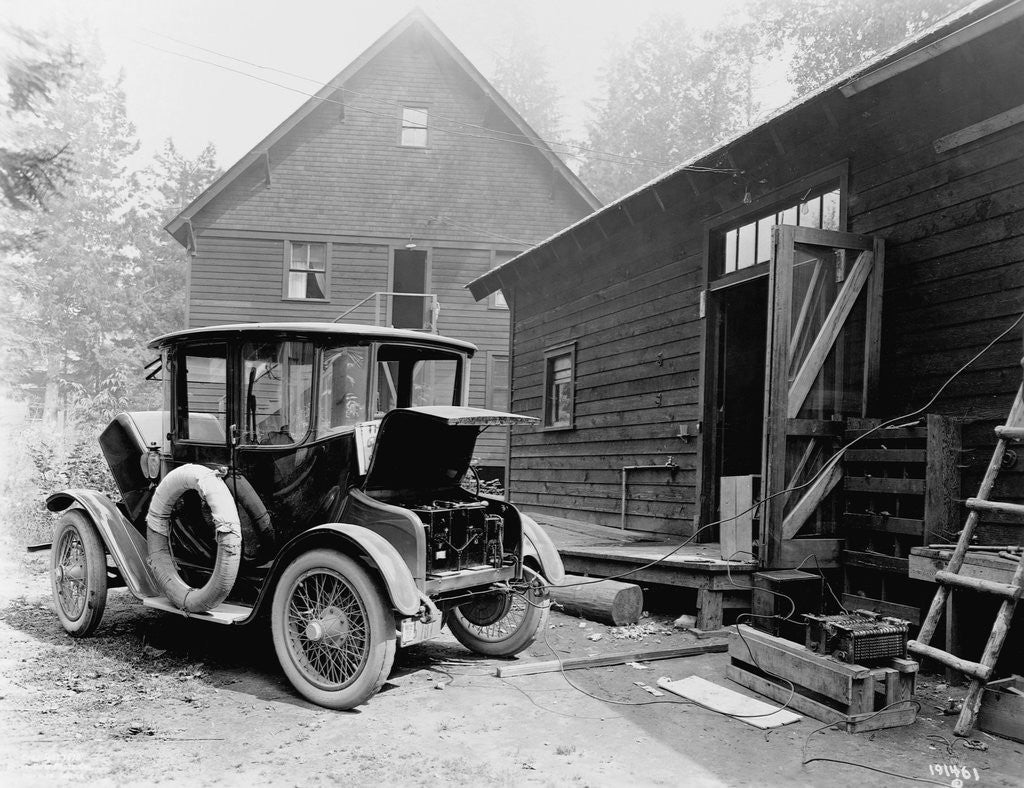 Detail of Charging the Battery of a Detroit Electric by Anonymous