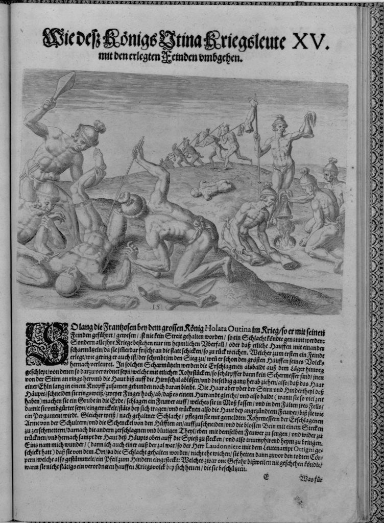 Detail of Group of Cannibal Indians Dismembering and Cooking Captives by Theodor de Bry From America by Anonymous