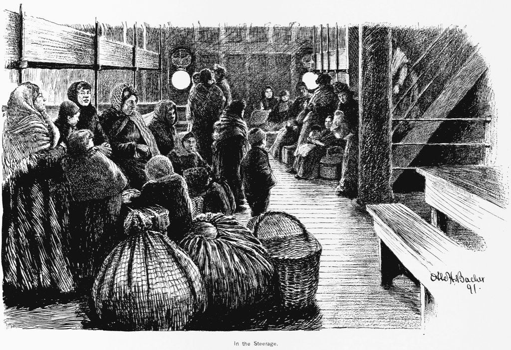 Detail of Immigrants in Steerage of Ship by Corbis