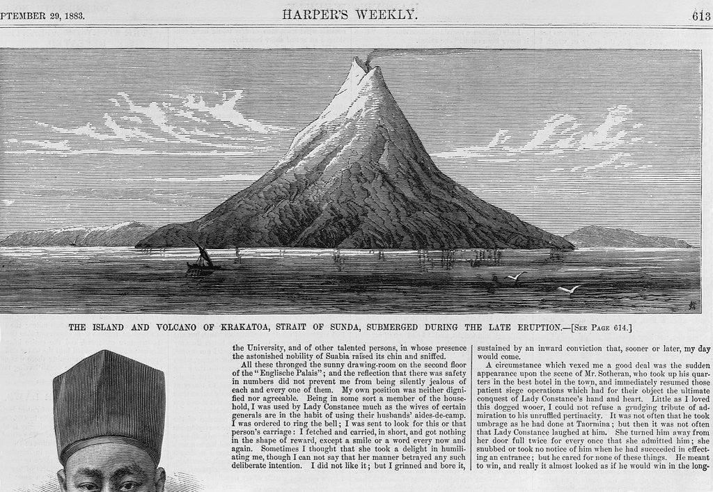 Detail of The Island and Volcano of Krakatoa Engraving in Harper's Weekly by Anonymous
