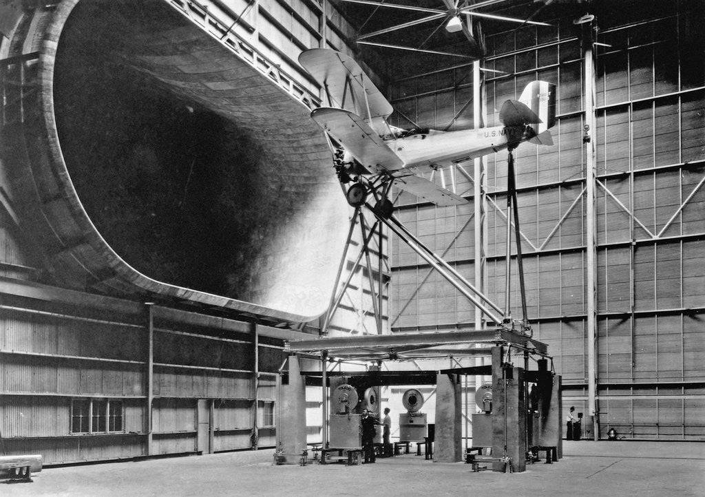 Detail of Biplane in Wind Tunnel by Anonymous