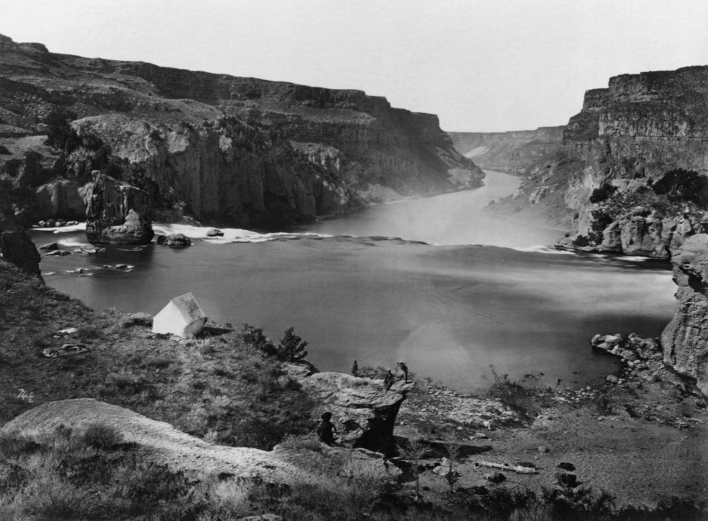 Detail of A Tent on a Bluff Over Shoshone Falls by Anonymous