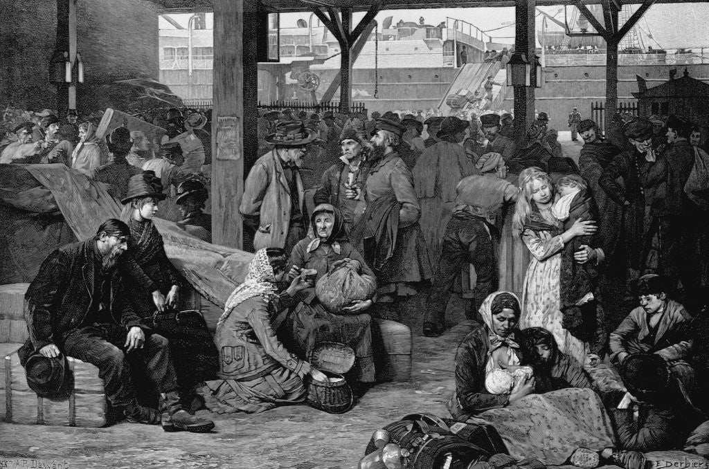 Detail of Emigrants at Wharf Waiting to Depart by Anonymous
