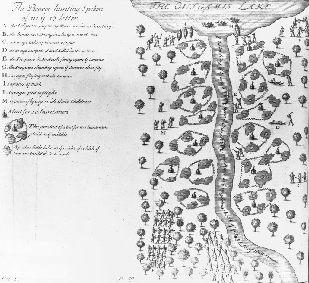 Detail of Map of Outagamis Lake and River by Anonymous