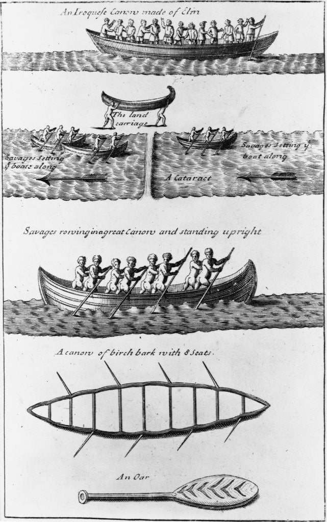 Detail of Engraving of Iroquois Indians Canoeing by Corbis