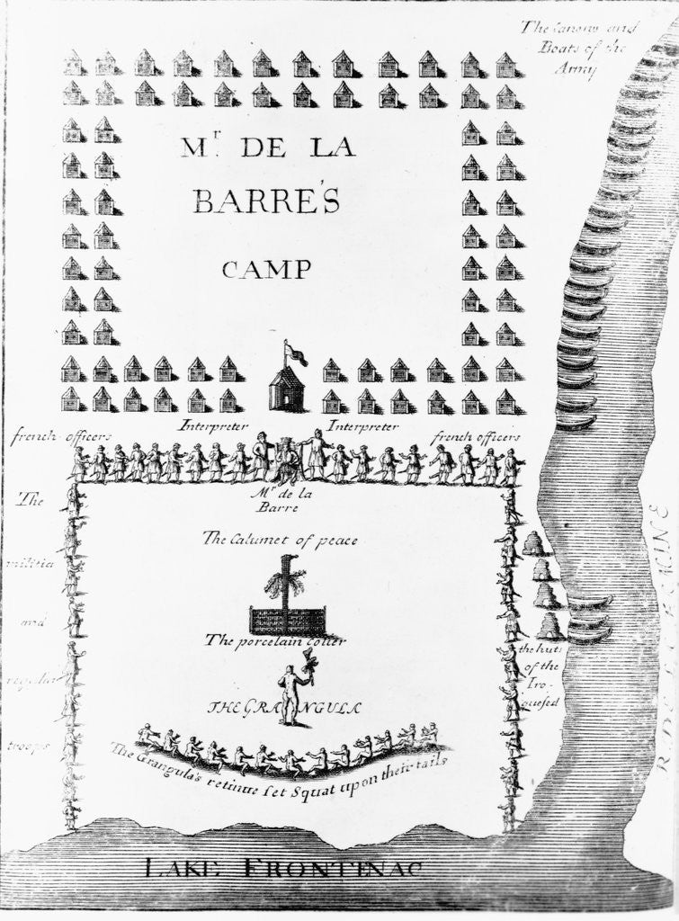 Detail of Engraving of Military and Indian Camps by Anonymous