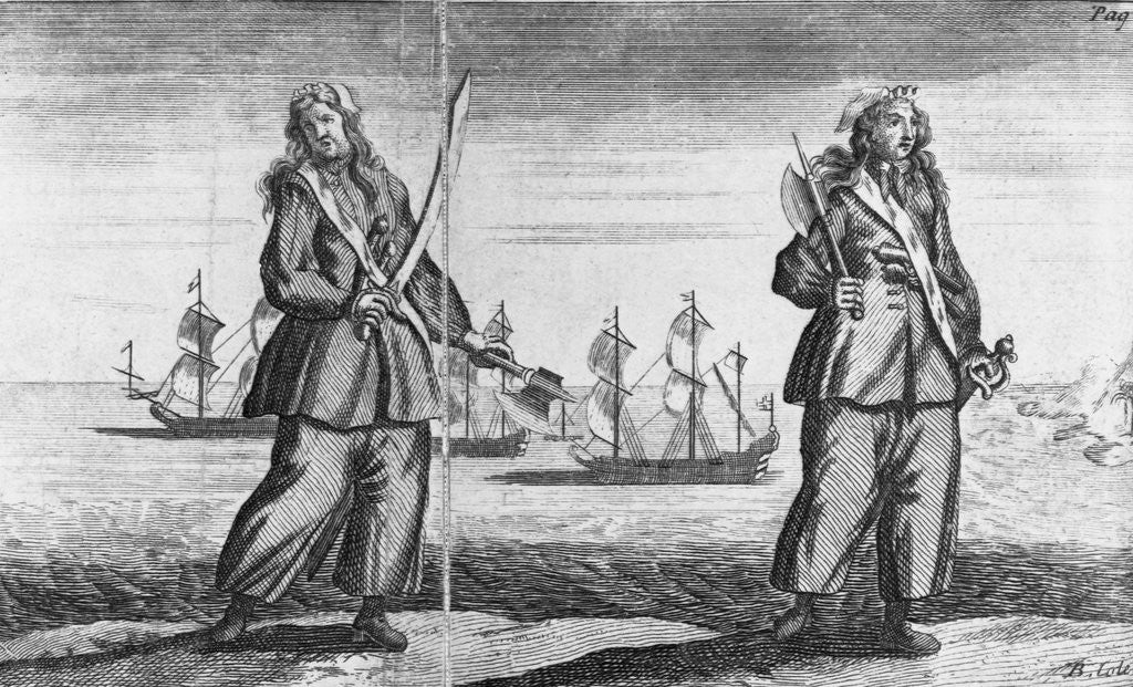 Detail of Illustration of Ann Bonney and Mary Read Dressed as Pirates by Anonymous