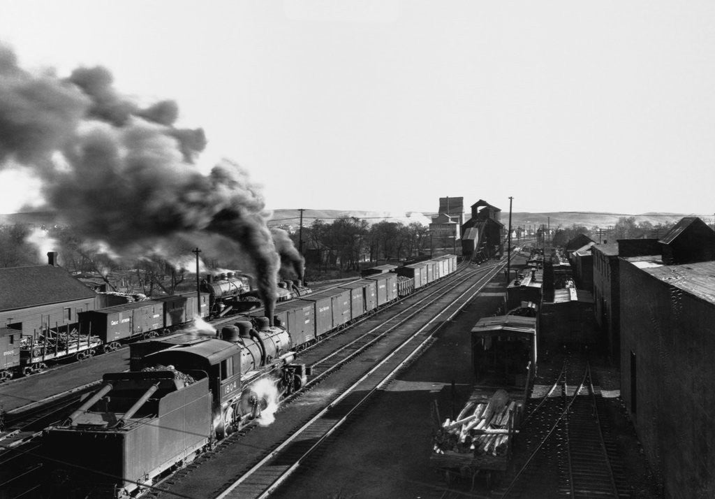 Detail of Engine Moving Through a Rail Yard by Anonymous