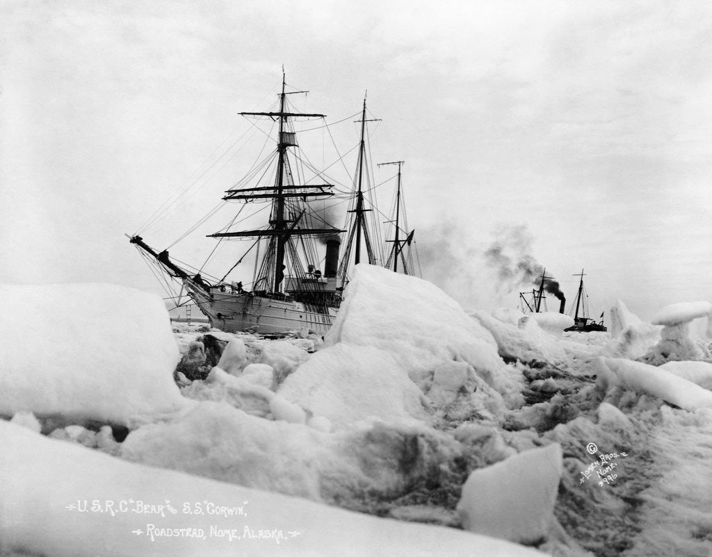 Detail of Sailing Ships in Alaskan Ice by Anonymous