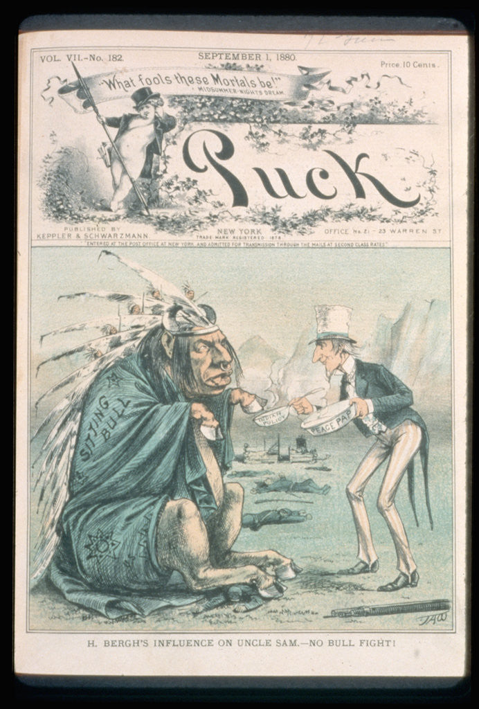 Detail of Caricature of Uncle Sam and Sitting Bull by Anonymous