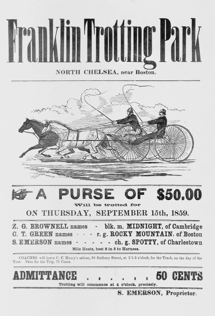 Detail of Ad for Trotter Races by Anonymous