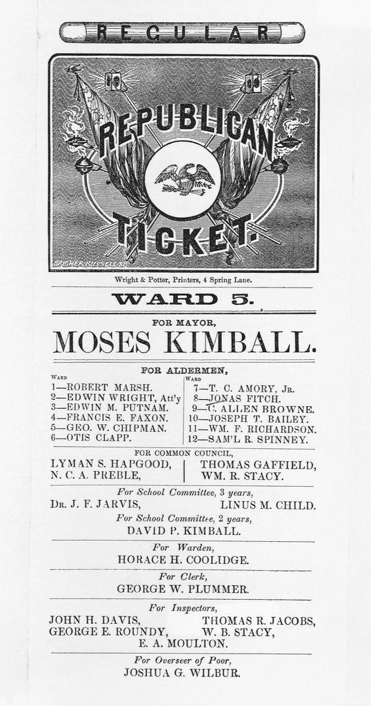 Detail of Broadside Listing Boston Republican Ticket by Anonymous