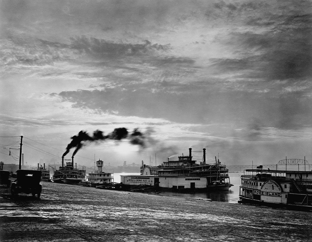 Detail of Steamships on the Ohio River by Anonymous