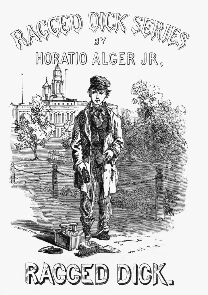 Detail of Title Page Book Illustration for Ragged Dick Written by Horatio Alger Jr