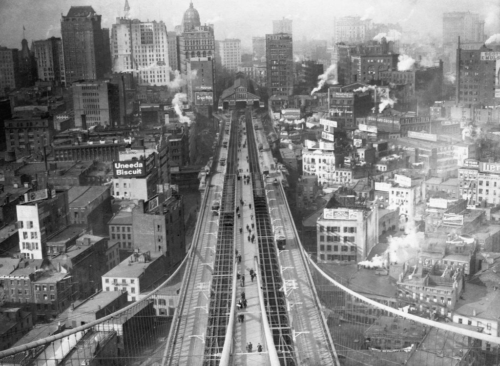 Detail of Manhattan From Brooklyn Bridge Tower by Anonymous