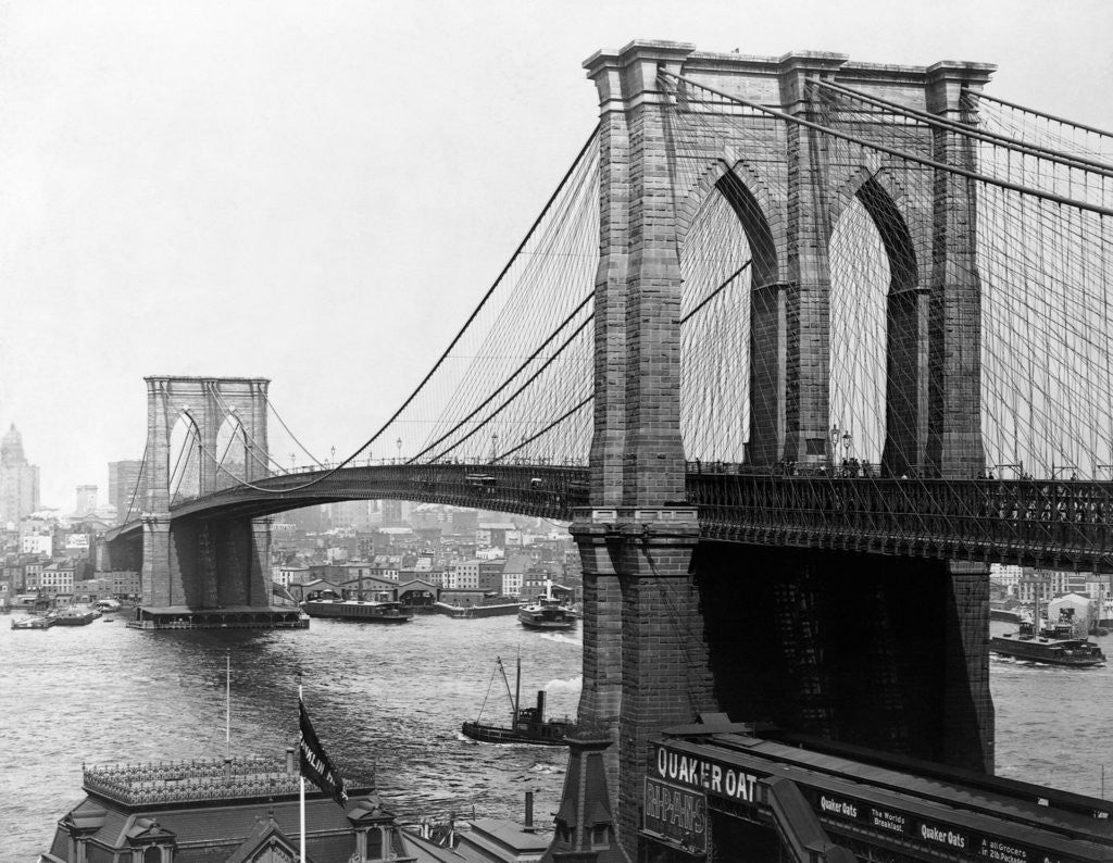 Detail of Brooklyn Bridge, New York by Anonymous