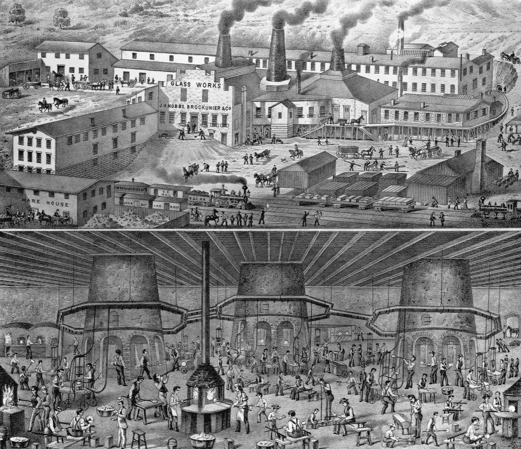 Detail of The Glassworks of J. H. Hobbs, Brockunier, & Co., Wheeling, West Virginia Published by Titus