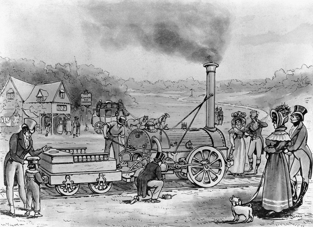 1830s Engine Locomotive Engine, The Rocket, 1830 Lithograph posters & prints by Corbis