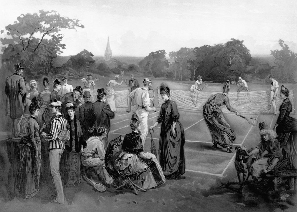 Detail of People Playing Lawn Tennis by Anonymous