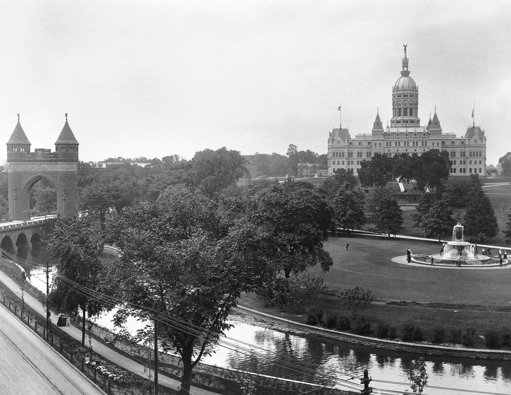 Detail of Connecticut State Capitol and Bushnell Park by Anonymous