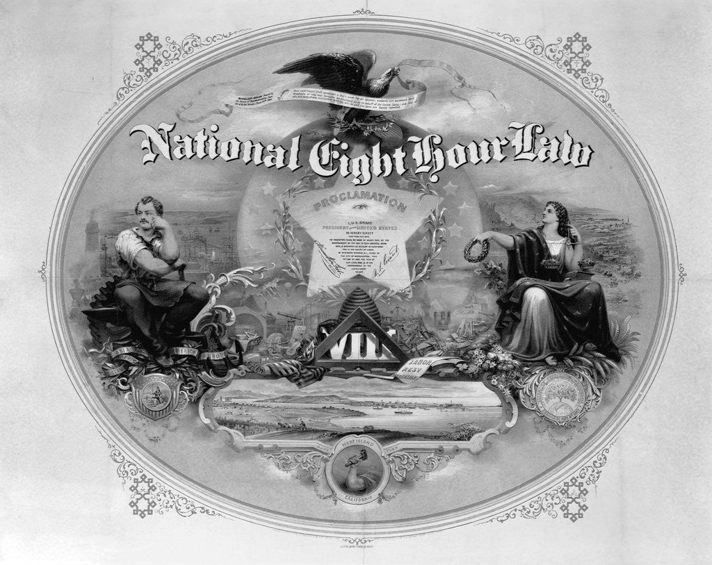 Detail of National Eight Hour Law by J. J. Rey