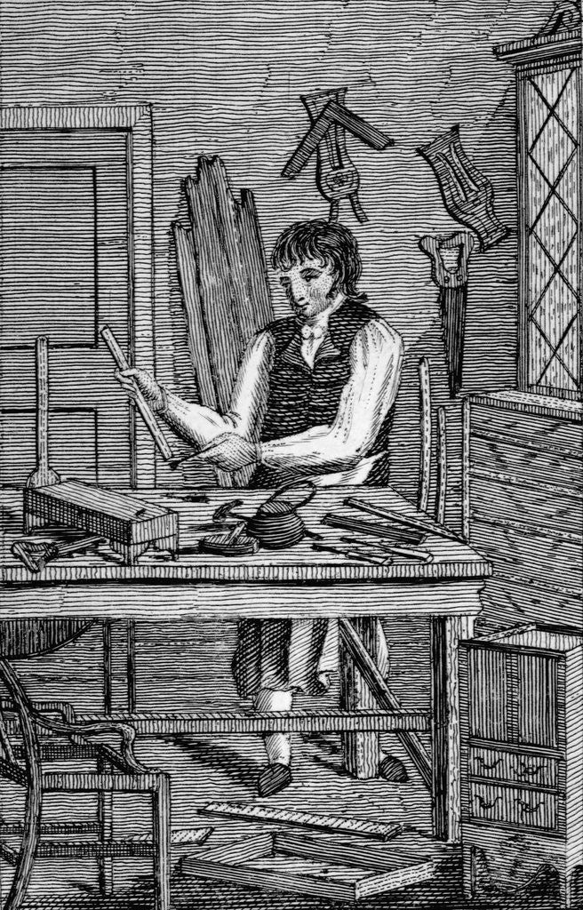 Detail of Illustration of a Cabinetmaker From Edward Hazen's Book of Trades by Corbis