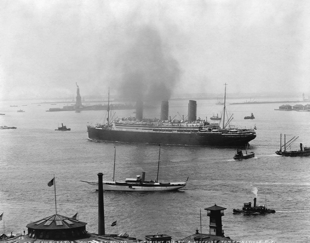 Detail of The S.S. Imperator in New York Harbor by Anonymous