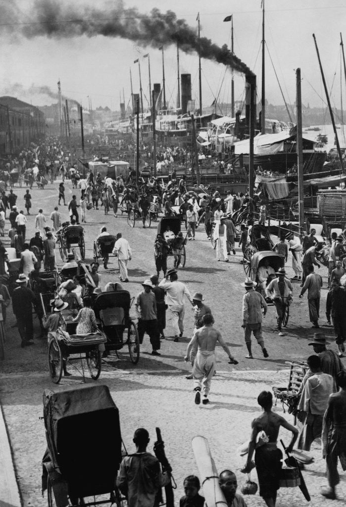 Detail of Crowds on The Bund in Shanghai by Anonymous