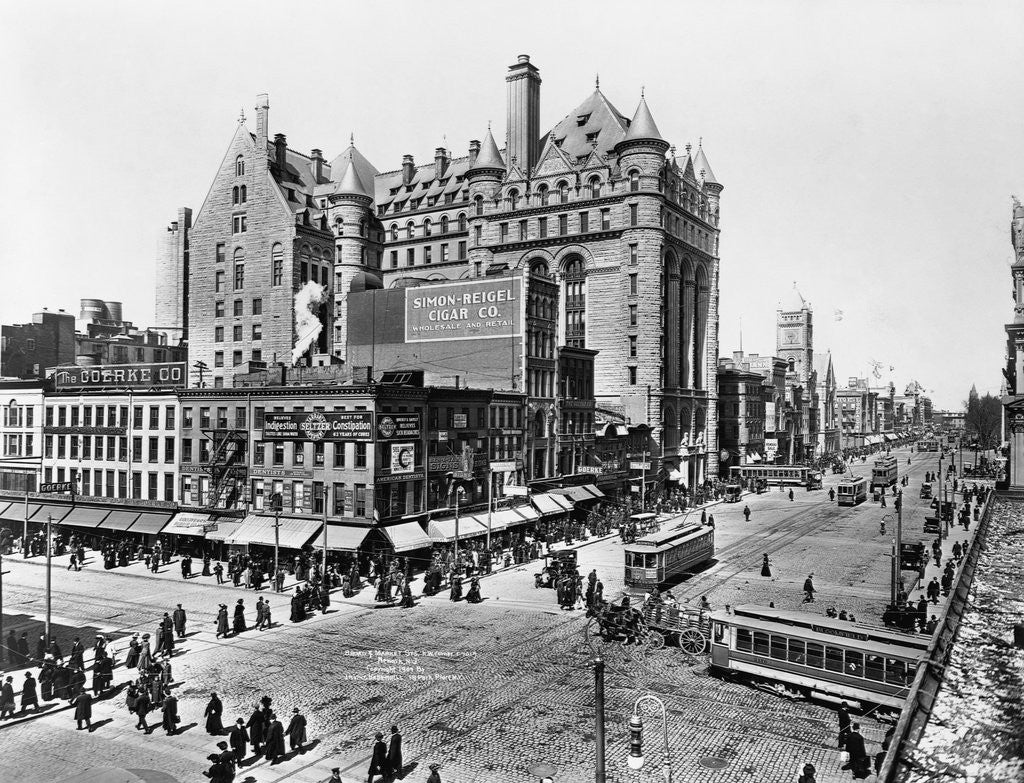 Detail of Broad and Market Sts., N.W. corner, Newark, New Jersey. (Bird's-eye view) by Irving Underhill