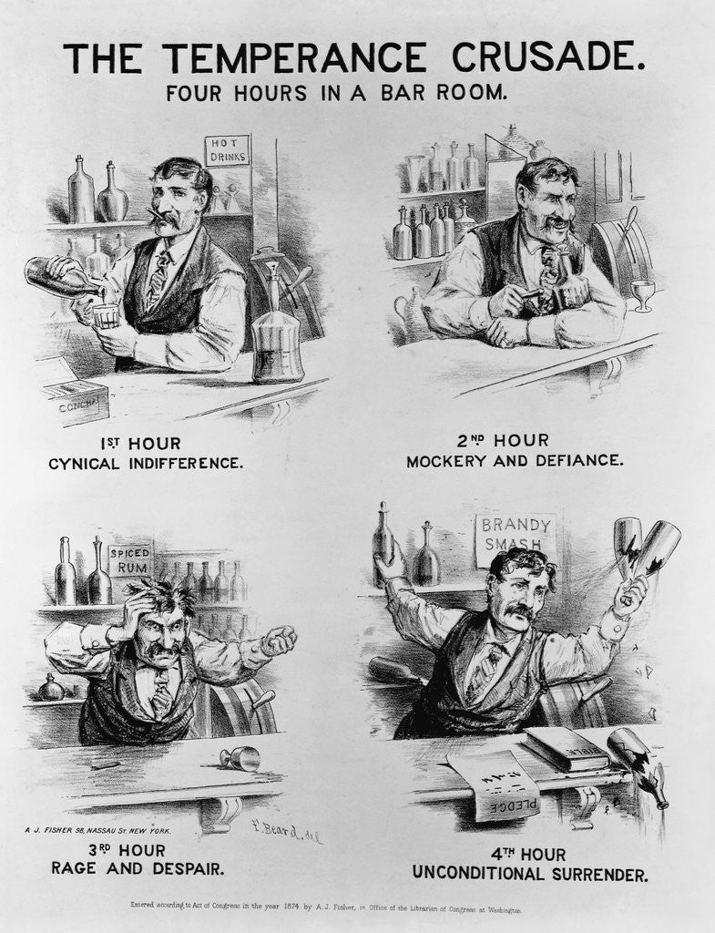 Detail of Cartoon of The Temperance Crusade: Four Hours in a Bar Room by Anonymous