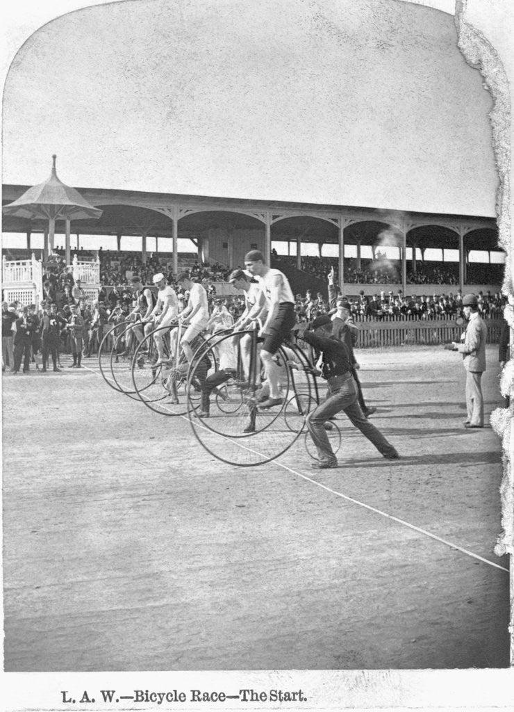 Detail of Starting Line of a Penny-farthing Bicycle Race by Anonymous