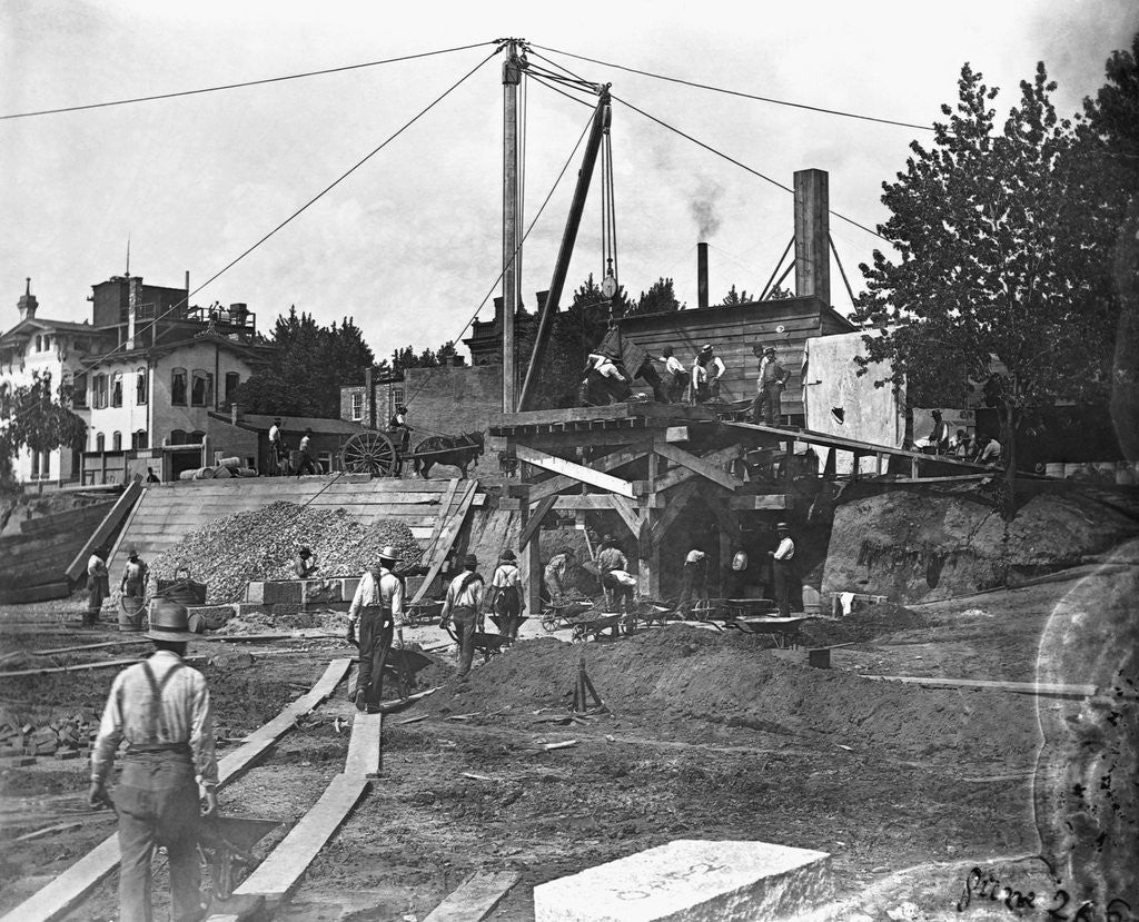 Detail of Workers Constructing the Library of Congress by Anonymous