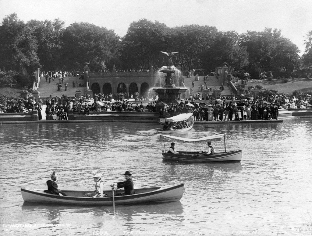 Detail of Boaters in Front of Bethesda Terrace, Central Park by Anonymous